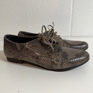 Women's Snakeskin Patterned Hotic Leather Shoes - Gray